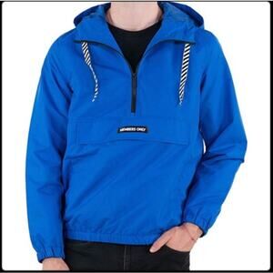Members Only Solid‎ Popover Windbreaker Large Blue Black